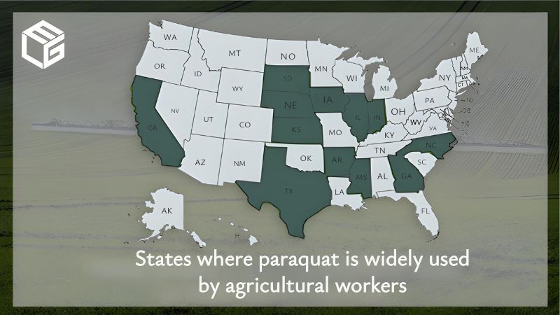 Which states use the largest amounts of paraquat?